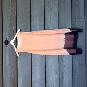 STUDIO M Max Scarf Print Boatneck Sleeveless A-Line Shift Dress Peach sz M